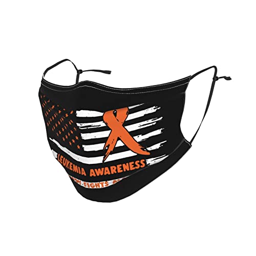 Leukemia Cancer Awareness America Flag Orange Ribbon Face Mask Adult Dust Washable Reusable with Filters
