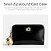 Coach Women's Essential Small Zip Around Wallet in Spazzolato Leather with Charm, B4/Black, One Size