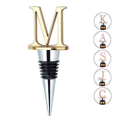 Wine Stoppers - Stainless Steel Letters Wine Stopper, Silicone Reusable Wine and Beverage