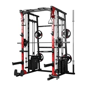 Smith Machine Multi Gym Squat Rack Cage Multifunction Home Gym Dual Cable Pulley Dip Station Pull Up Bar Strength Training