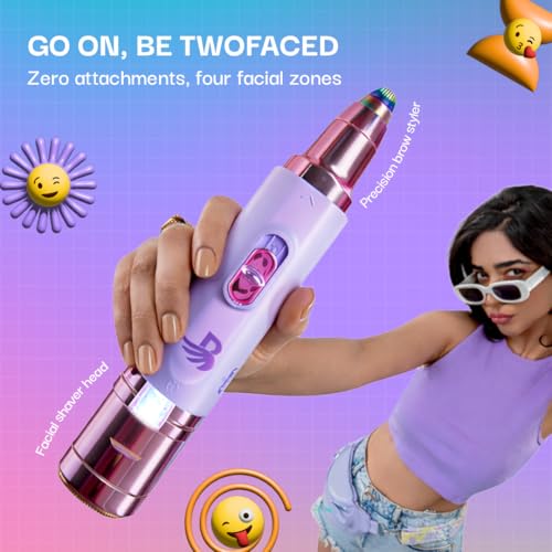 Image of Bombae Face & Eyebrow Trimmer for Women | Precision Eyebrow Trimmer for Women Facial Hair | Face Hair Remover | Hypoallergenic Blades | Built-in LED Light | Type-C Rechargeable Hair Removal Machine