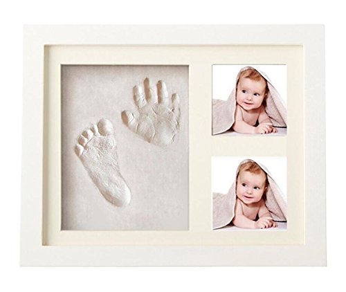 Emwel Baby Hand Print Kit Newborn Picture Frame Keepsakes Frames for Registry Memorable Keepsakes Decorations, Wood Frames with Safe Clay