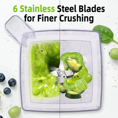 OMMO Blender for Smoothies: 1800W Peak Blenders for Kitchen, 68oz BPA-Free Pitcher, Timer & Speed Control, 6 Stainless Steel Blades, Dishwasher Safe Blender for Ice Crush/Smoothies/Frozen Drinks/Puree - Image 4