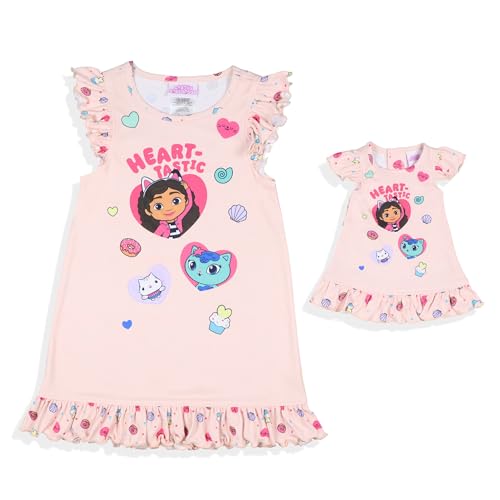 INTIMO Gabby's Dollhouse Toddler Girls' Heart-Tastic Pajama Sleep Nightgown with Matching Doll Night Dress (4T)2
