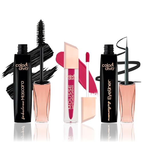 Image of Adbeni Value Pack, Mousse Matte Liquid Lipstick With Eyeliner & Mascara, 5.5ml Each | Long Lasting, Water & Smudge Proof, Light Weight, 14 Hour Long Stay, Pack Of 3 (Barbie 110)