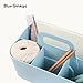BLUE GINKGO Stackable Organizer Caddy – Korean-Made Portable Tote for Bathroom, Office, Crafts, or School Supplies (Rectangle, Blue)