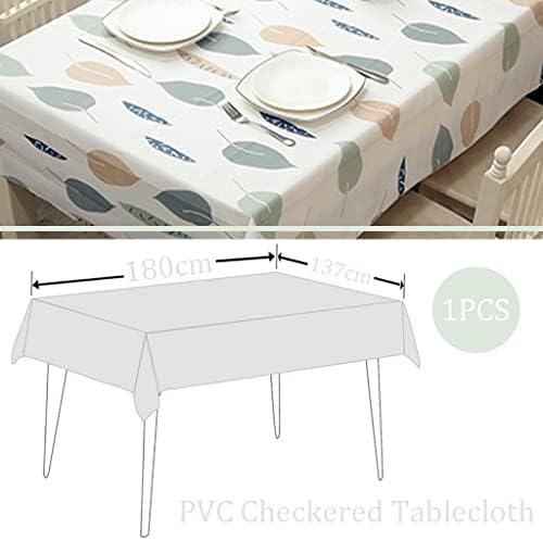 137*180cm Wipeable Tablecloths Rectangular, Leaves Style Table Cloths PVC Plastic Wipe Clean Table cloth,Stain Resistant Waterproof Square Table Cover for Kitchen,Dinner,Picnic Outdoor Party Rectangle