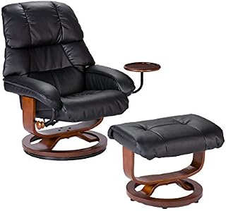 Southern Enterprises Bonded Leather Recliner with Ottoman , Black