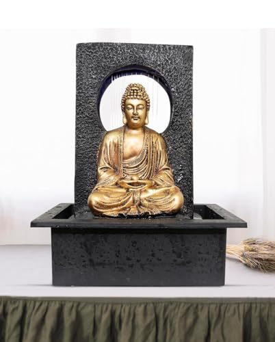 Image of UAG EXPORTS Buddha LED Waterfall Fountain | Premium Indoor Tabletop Water Fountain for Home & Office | Spiritual Decor for Peace, Positive Aura & Relaxation | Positive Energy Gift Item