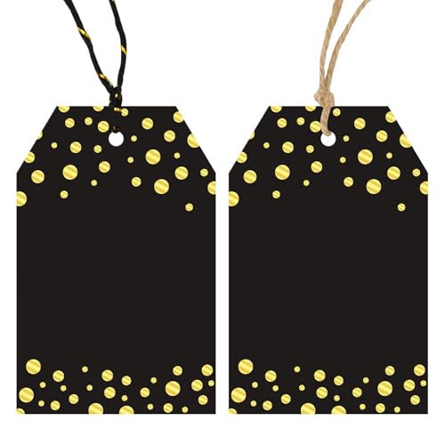 Anwyll Gift Tags with String - 100 Pcs Black Gift Tags for Presents