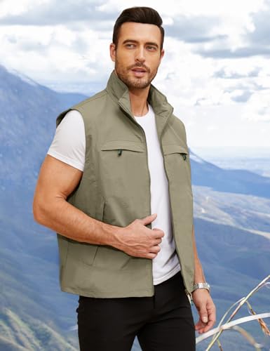 Gihuo Mens Casual Lightweight Travel Vest Summer Utility Safari Vest Sleeveless Jackets for Travel Hiking Fishing3