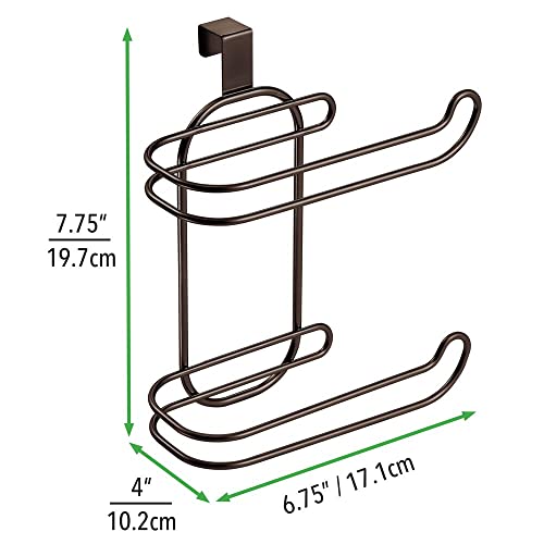 Mdesign Steel Hanging Over The Tank Toilet Paper Holder Toilet Paper Roll Holder Dispenser - For Bathroom Storage - Holds 2 Rolls Toilet Tissues - Space Saving - Concerto Collection- Bronze #TOP5