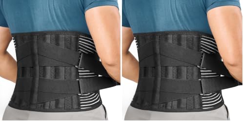 Image of FREETOO Back Braces for Lower Back Pain Relief with 6 Stays, Breathable Back Support Belt for Men /Women for work, Anti-skid lumbar support belt with 16-hole Mesh for sciatica(M) (Pack of 2)