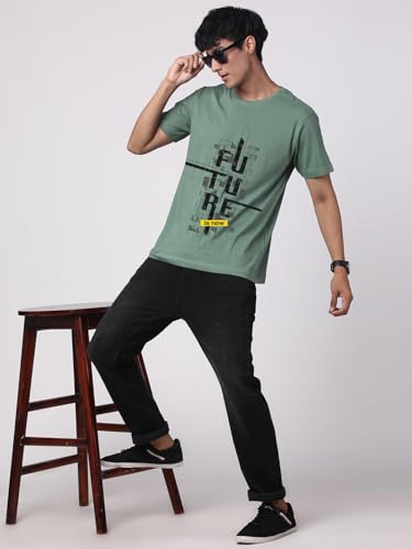 Image of ADRO Men's Graphic Printed 100% Cotton T-Shirt - Regular Fit, Printed T-Shirts for Men
