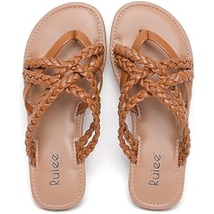 Ruiee Wide Width Sandals for Women, Summer Wide Feet Flip Flops Flat Slides Casual Braided Comfort Slip on Breathable Thong Cute Sandal.