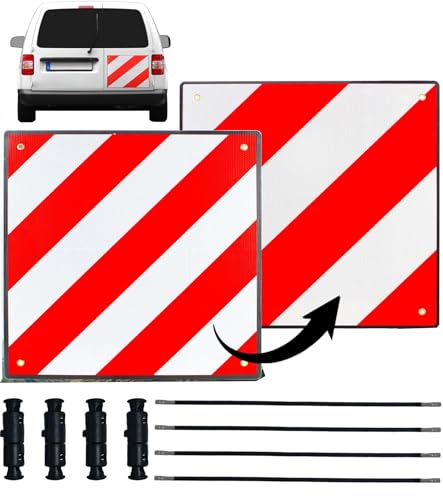 Warntafel für Italien Spanien und Portugal Fahrradträger,3 In 1 Alu Reflektierend Warnschild(50 x 50 cm) mit 4X Spannseile,Zertifizierte für Fahrradträger Heckträger & Auto Wohnmobil