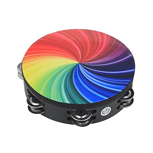 パーカッション・打楽器 8インチレインボータンバインの木製ハンドベル早期教育パーカッション楽器子供のためのダブルロウジングルボーイズガールズ