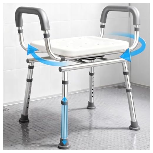 Swivel Shower Chair with Arms and Back, 500lbs Heavy Duty Shower Chair for Elderly and Disabled, Handicap Shower Chairs for Inside Shower Stool & Bath Tub Seat for Adults