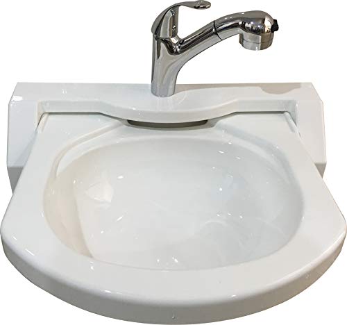 ZY Marine Boat Caravan RV Camper White Acrylic Folding Sink 558215380mm GR-Y013 (with Faucet)
