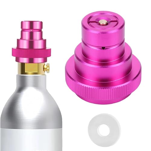 BAAQII Adaptador rápido de latón para botella de CO2 y agua de soda, botella cilíndrica Duo/Terra/Art, adaptador de tanque de conector rápido de CO2 para botella de refresco con rosca TR21-4 (morado