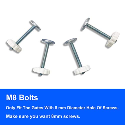 Sungrace 4 Pack Pressure Mounted Baby Gates M8 Spindle Accessory Screw Mounted Bolts Kit