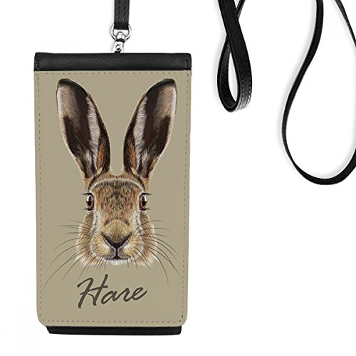 Smartphone sac à main suspendu lièvre sauvage gris et porte-monnaie