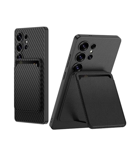 Image of BOUNCEBACK Vegan Leather Magnetic Charging Support Case with Detachable Wallet Accessiories for Samsung Galaxy S25 Plus - (Carbon Black | Faux Leather)