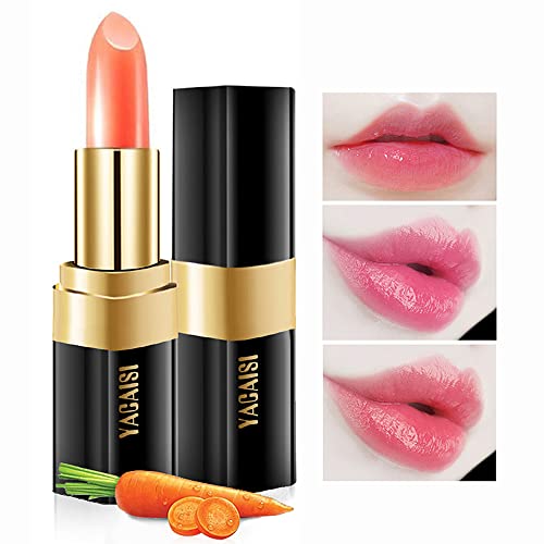 Yeweian Carrot Color Changing Lipstick, Natural Moisturizing Lip Gloss Korean Lip Balm Long Lasting Lip Care Labiales Magicos Nutritious Magic Lipstick For Women