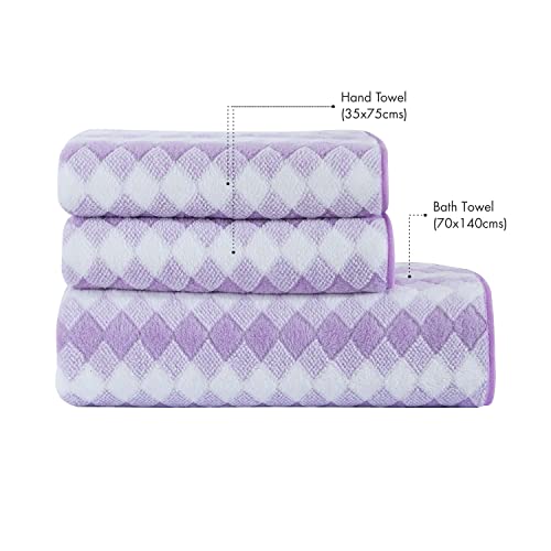 Image of Spread Spain Microfiber Towels for Bath | Coral Large Bath Towel | Extra Soft Plush & High Absorbent |360 GSM | Bath Towel for Men and Women, 70x146 cm (Purple, Pack of 2)