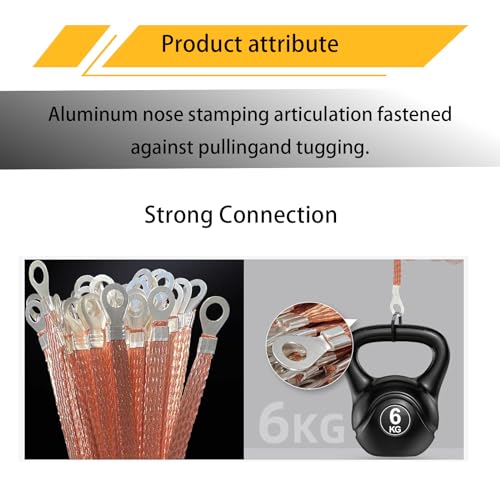 Tesnaao Pack-5 Automotive Engine Grounding Strap, Flexible Tensile-Resistant Copper Braided Distribution Box Bridge Jumper, Car Multi-Purpose Heavy-Duty Accessories, Universal for Most Cars (Gold)