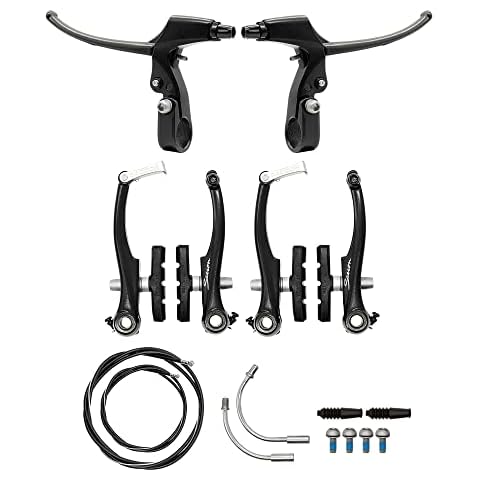 P4B | Komplettes V-Brake Bremsen Set in Schwarz - für vorne und hinten | Bremsarme 110 mm mit linearer Feder | Geeignet für 16-28 Zoll | Bremsanlage für MTB, Trekking, Citybike Cover
