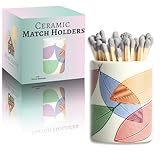 Decorative Ceramic Match Holder with Striker Pads - Colorful Leaves Design - Matchstick Holder with Striker - Adorable Hippie Room Decor - Decorative Matches Holder with Striker