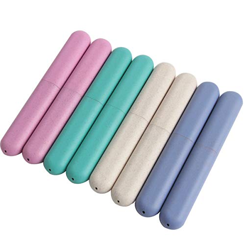 SBYURE 8 Pieces Travel Toothbrush Case Holder Case for Travel, B