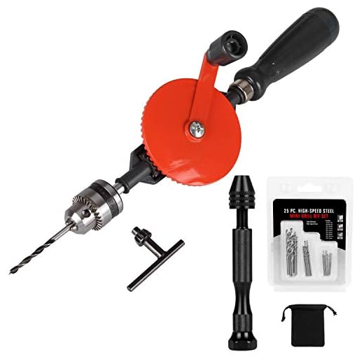 Hand Drill Manual 3/8-inch Capacity Speedy Powerful Manual Drill Double Pinion Geared 3 Jaw Chuck Hand Drill for Wood Plastic Soft Metal By STARVAST, Come With Pin Vise Hand Drill Set