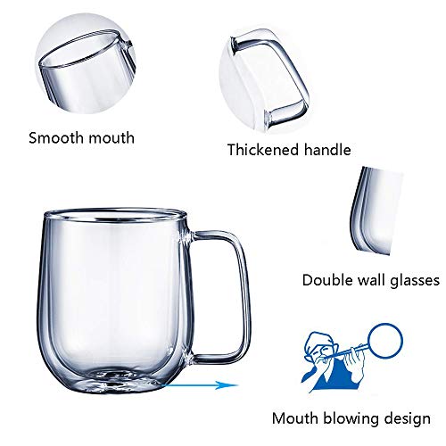 Digralne Taza de Café de Cristal Pared Doble Vaso Taza, Tazas para Espresso Juego de Vasos para Café Latte Macchiato… - Imagen 3