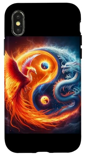 Yin Y Yang Fénix Y Dragón Japonés Carcasa para iPhone X/XS