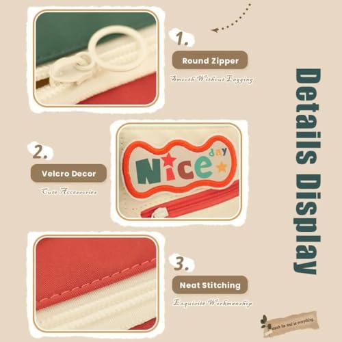 Image of Invite Large Capacity Cute Aesthetic Pencil Case with Multi Compartments, Multi-Pocket Pastel Pen Pouch Organizer with Zipper, Kawaii School Supplies Bag for Girls, Teens & Students (Green Pocket)