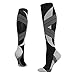 Avarmora Bas de contention femme,Chaussette de Contention homme et Femme pour course, le fitness, le médecin, les voyages, l'œdème,le cyclisme, les varices(noir&cendre, L/XL)