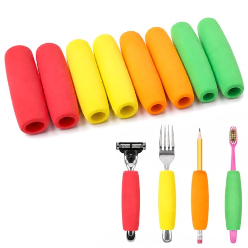 8 Pcs Foam Grip Tubing for Utensils, 4 Sizes No Cut Adaptive Utensils for Elderly Comfortable Adaptive Equipment Built up Aid for Utensil, Tools, Pens for Elderly, Disabled, Arthritic, Handicapped