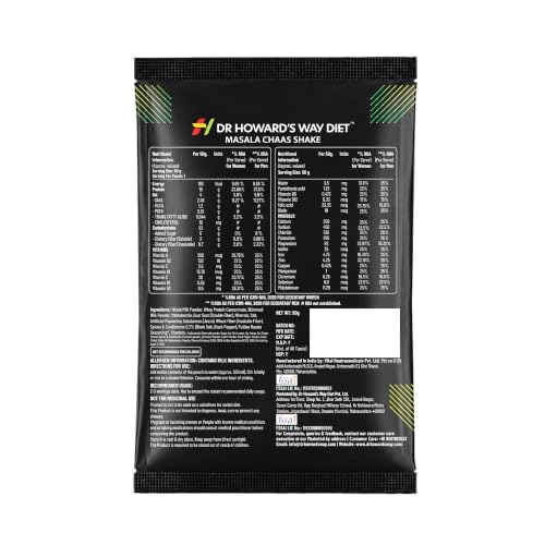 Image of DR HOWARD'S WAY DIET Masala Chaas Replacement Powder for Weight Loss & Weight Management | Traditional Indian Buttermilk Flavor | Low-Calorie Meal Replacement Drink Mix |Easy to Mix |Less Than 200 Calories Per Meal Pack of 7 Each 50 Grams