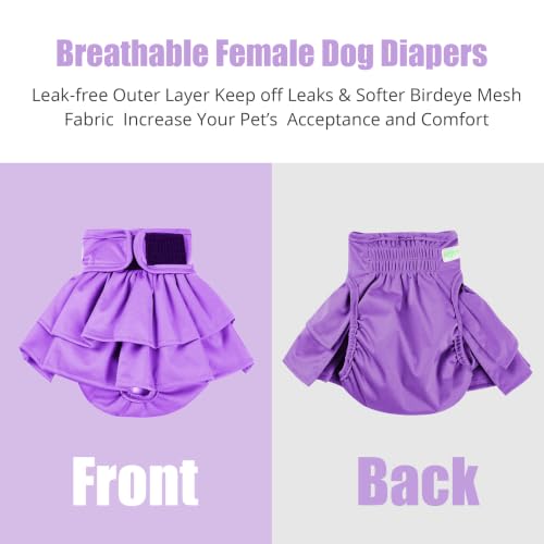 Image of wegreeco Dog Diapers Female (3 Pack), Highly Absorbent Dog Diapers for Female Dogs Washable in Heat, Incontinence, or Excitable Urination (Purple, Blue, Red, X-Large)