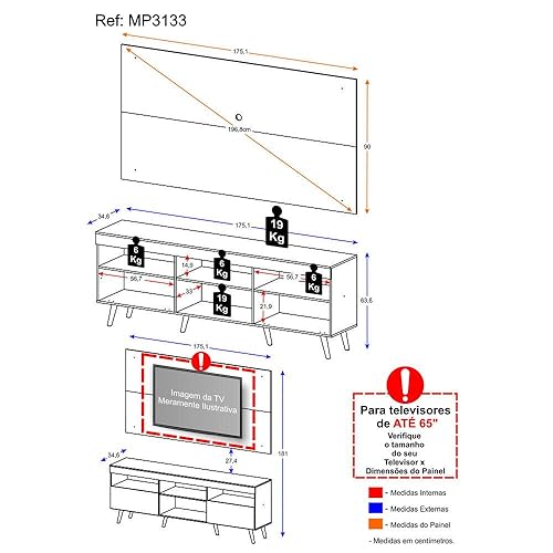 Rack c/Painel p/Tv até 65