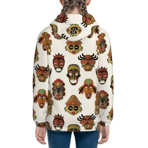 Tribal Mask Kids Pullover Hoodies Boys Sweatshirts Girls Athletic Clothes with Pocket4