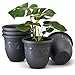 Plastard Übertopf 5er Set Durchmesser 21 cm Anthrazit Blumentopf für Innen und Außen aus Kunststoff Pflanztopf für Balkon Terrasse Pflanzkübel Kräutertopf'