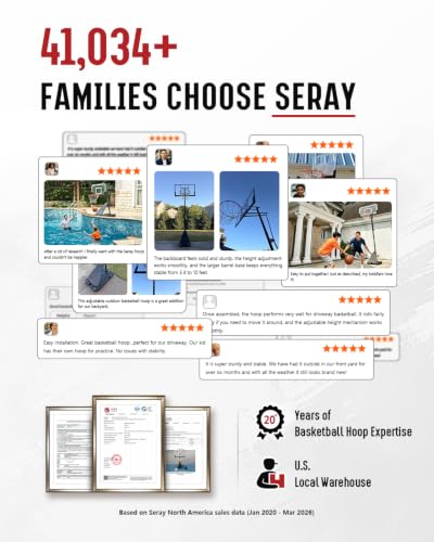 Image of Seray Basketball Hoop 40Inch Shatterproof Backboard, 3.4-10FT Height Adjustable, Rust-Resistant Poolside Goal, Portable Court for Adults /Kids, Indoor & Outdoor Rim