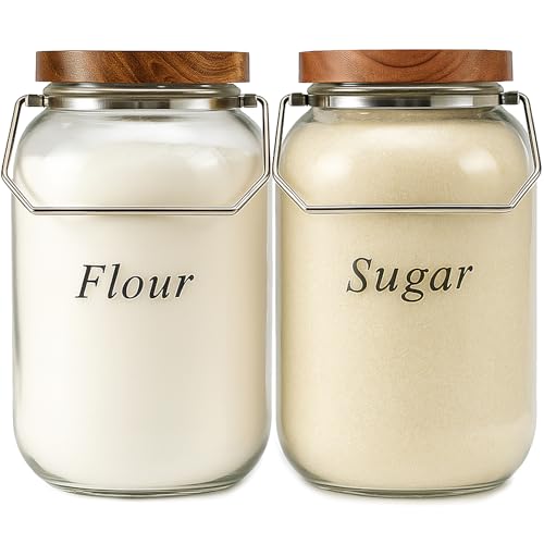 Yoenktss Glass Flour Sugar Storage Containers With Handle