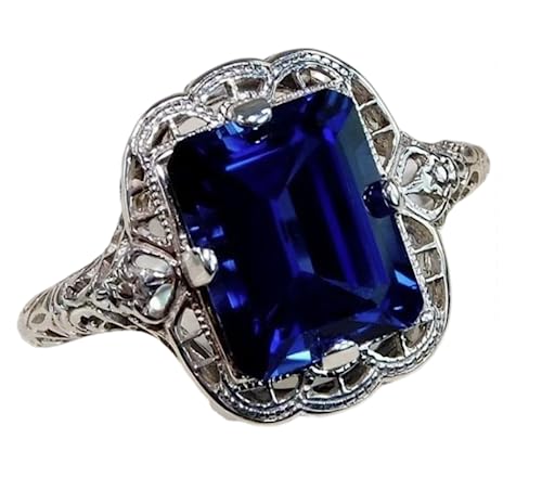 Yuren Elegant Huge Natural 3.5Ct Tanzanite 925 Silver Sapphire Ring Women Wedding Engagement Size 6-10