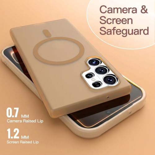 Image of DIZORO Matte Case for Samsung Galaxy S26 Ultra Compatible with MagSafe, Camera Lens Full Protection, Shockproof Translucent Frosted TPU Soft Phone Cover, Anti-Fingerprint (Desert)