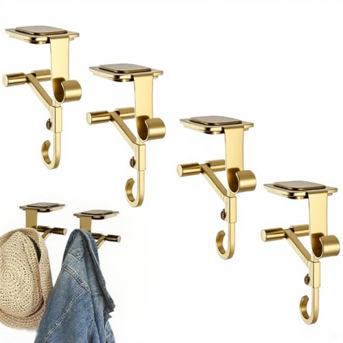 Garland Holder Christmas Stocking Holder for Mantel, Gold Metal 2-in-1 Heavy Duty Clip - Stocking & Garland Hanger for Fireplace, Sturdy Mantle Shelf Hook (4-Pack)