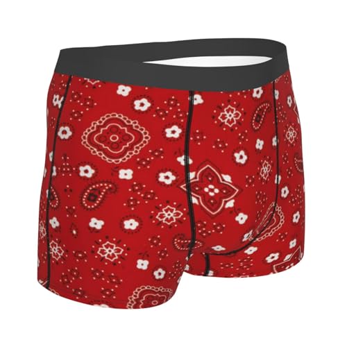 Men's Underwear Bandana Prints Red Moisture-Wicking Boxer Briefs3